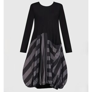 Alembika Whisper Wonderful Dress Silver Stripe Balloon Midi Dress Size 3 (10/12)